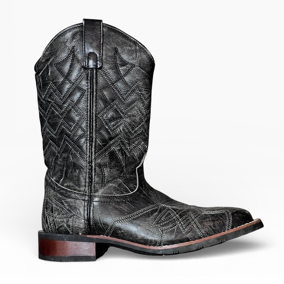 Laredo Other - Laredo Axel Men 8D Black Distressed Leather Square Toe Cowboy Boots 7927 Western